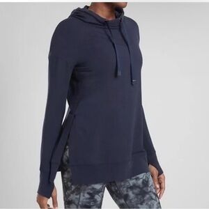 Athleta Sayulita Hoodie Sweatshirt Navy Small Casual Soft Thumbholes Outdoor